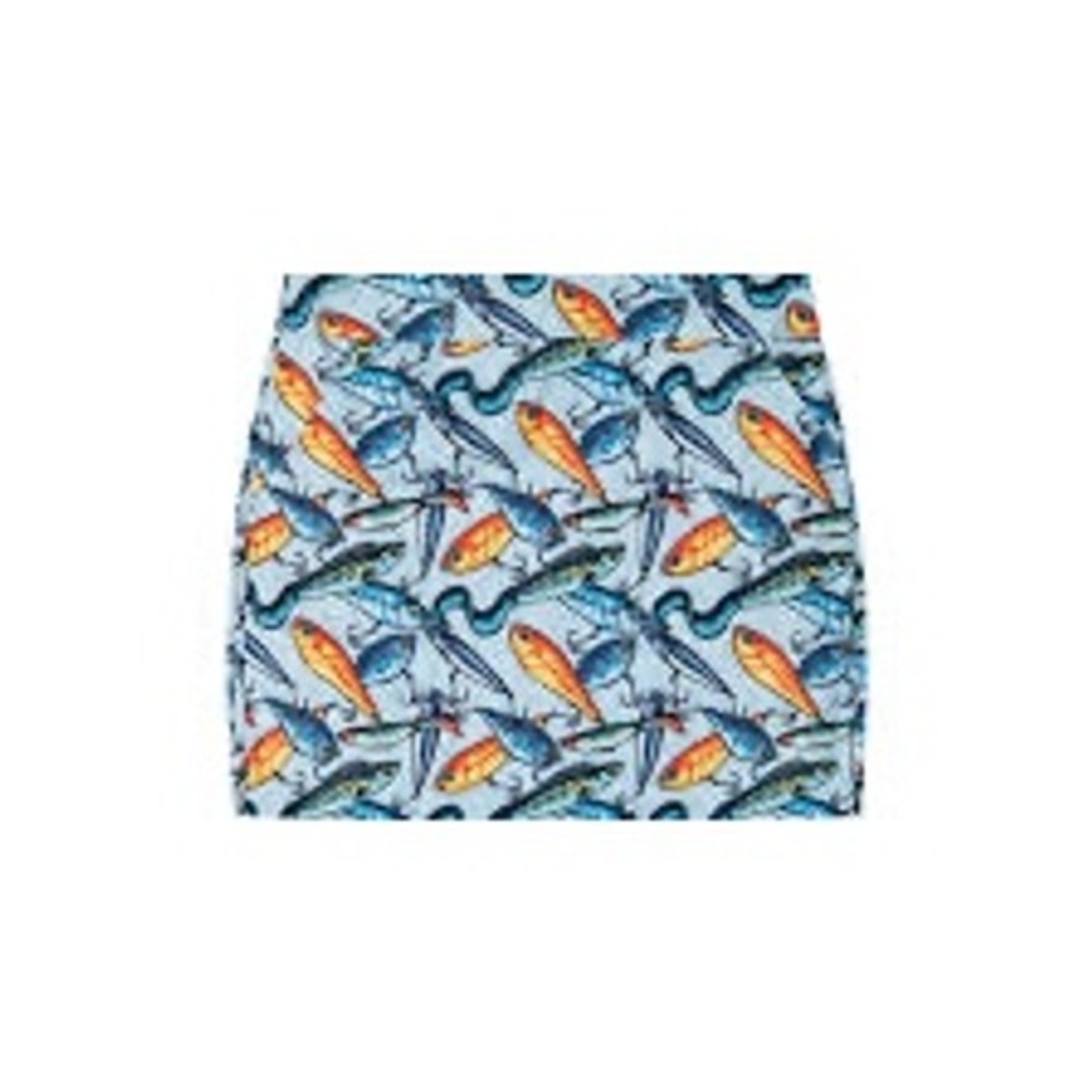 Loudmouth Golf Skort Womens 4 Blue Orange Fishing Lure Hook Print Mini Skirt